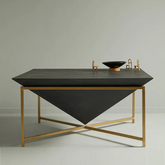 The Attic Maine Wood and Metal Coffee Table Black